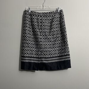 Van Heusen Studio Black White Geo Print Skirt Women’s 6 Knee Length Office Wear